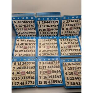 Vintage Blue White Bingo Cards Heavy Cardboard Lot‎ of 83 Retro Printed in USA